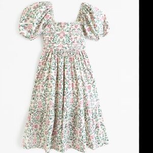 Abercrombie & Fitch Emerson Poplin Puff Sleeve Midi Dress (Tile Print) Size M